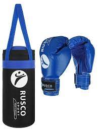 Набор бокс. RUSCO SPORT детский к/з черно-синий 4oz 